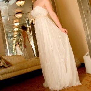 La Femme Strapless White Gown Prom Dress